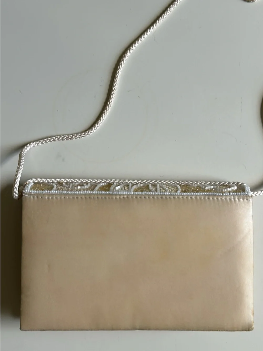 Vintage Beaded Sequin Floral Crossbody Bag in Ivory
